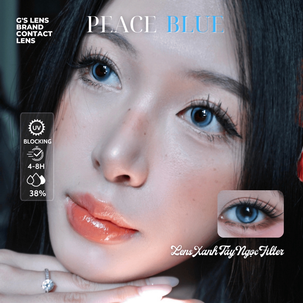 Kính áp tròng 6 tháng PEACE BLUE màu xanh sáng tây giãn tròng nhỏ GTRENDY - MCK1