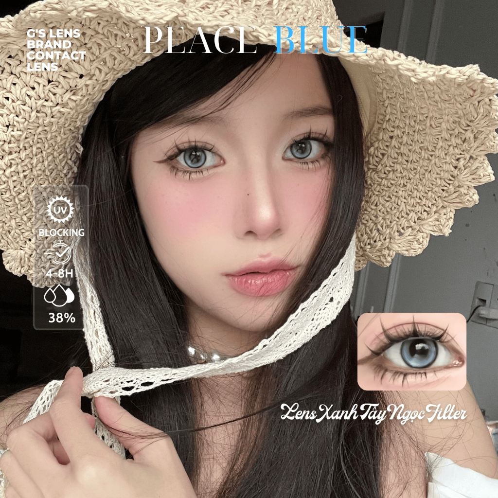 Kính áp tròng 6 tháng PEACE BLUE màu xanh sáng tây giãn tròng nhỏ GTRENDY - MCK1