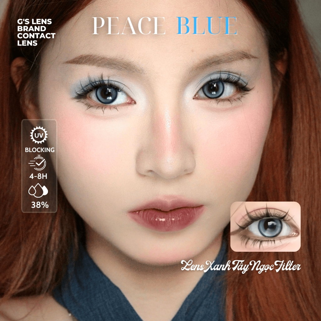 Kính áp tròng 6 tháng PEACE BLUE màu xanh sáng tây giãn tròng nhỏ GTRENDY - MCK1