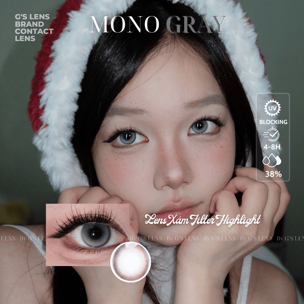 Kính áp tròng 6 tháng MONO GRAY màu xám sáng tây giãn tròng nhỏ GTRENDY - MC38
