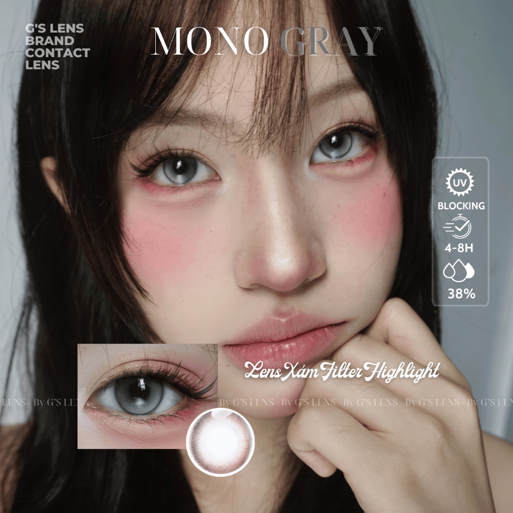 Kính áp tròng 6 tháng MONO GRAY màu xám sáng tây giãn tròng nhỏ GTRENDY - MC38