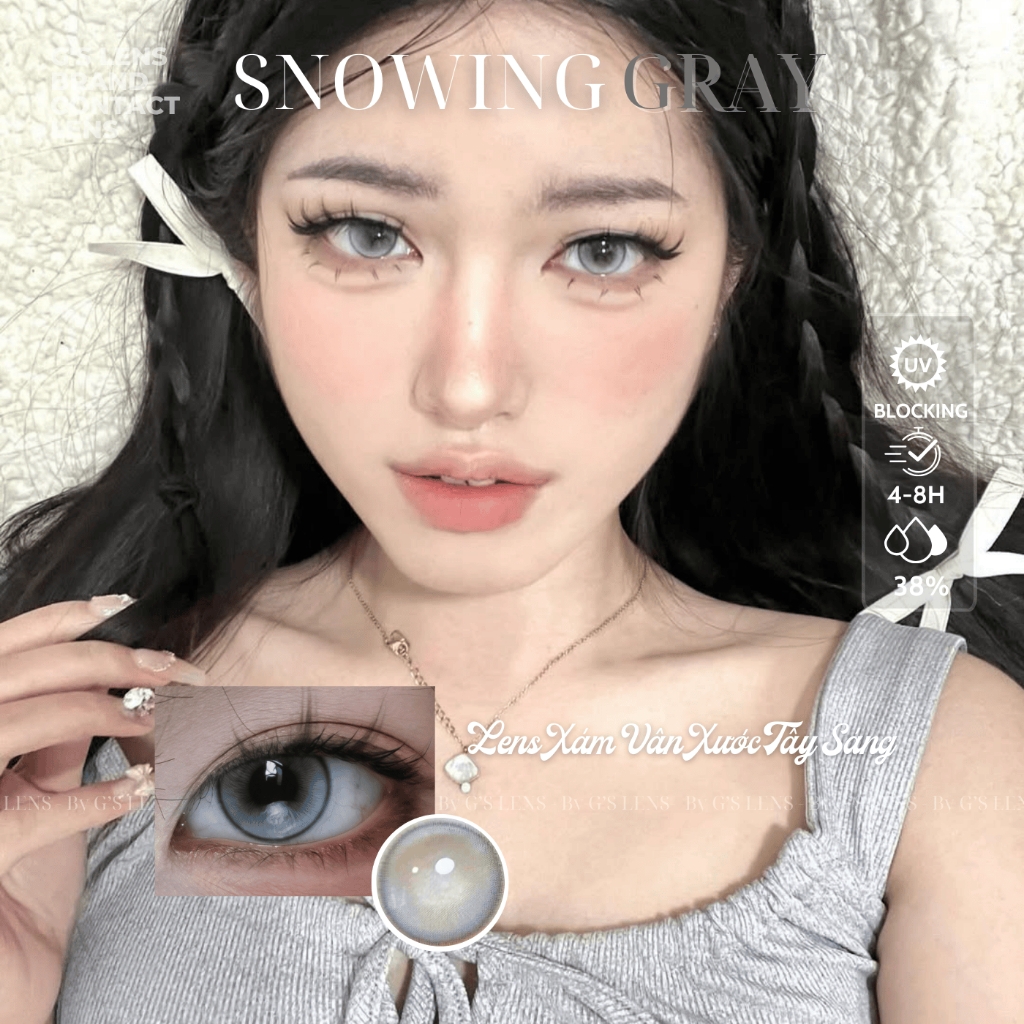 Kính áp tròng 6 tháng SNOWING GRAY màu xám sáng tây giãn tròng nhỏ GTRENDY - MCK1