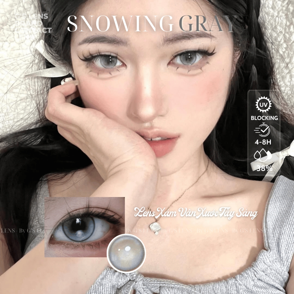 Kính áp tròng 6 tháng SNOWING GRAY màu xám sáng tây giãn tròng nhỏ GTRENDY - MCK1