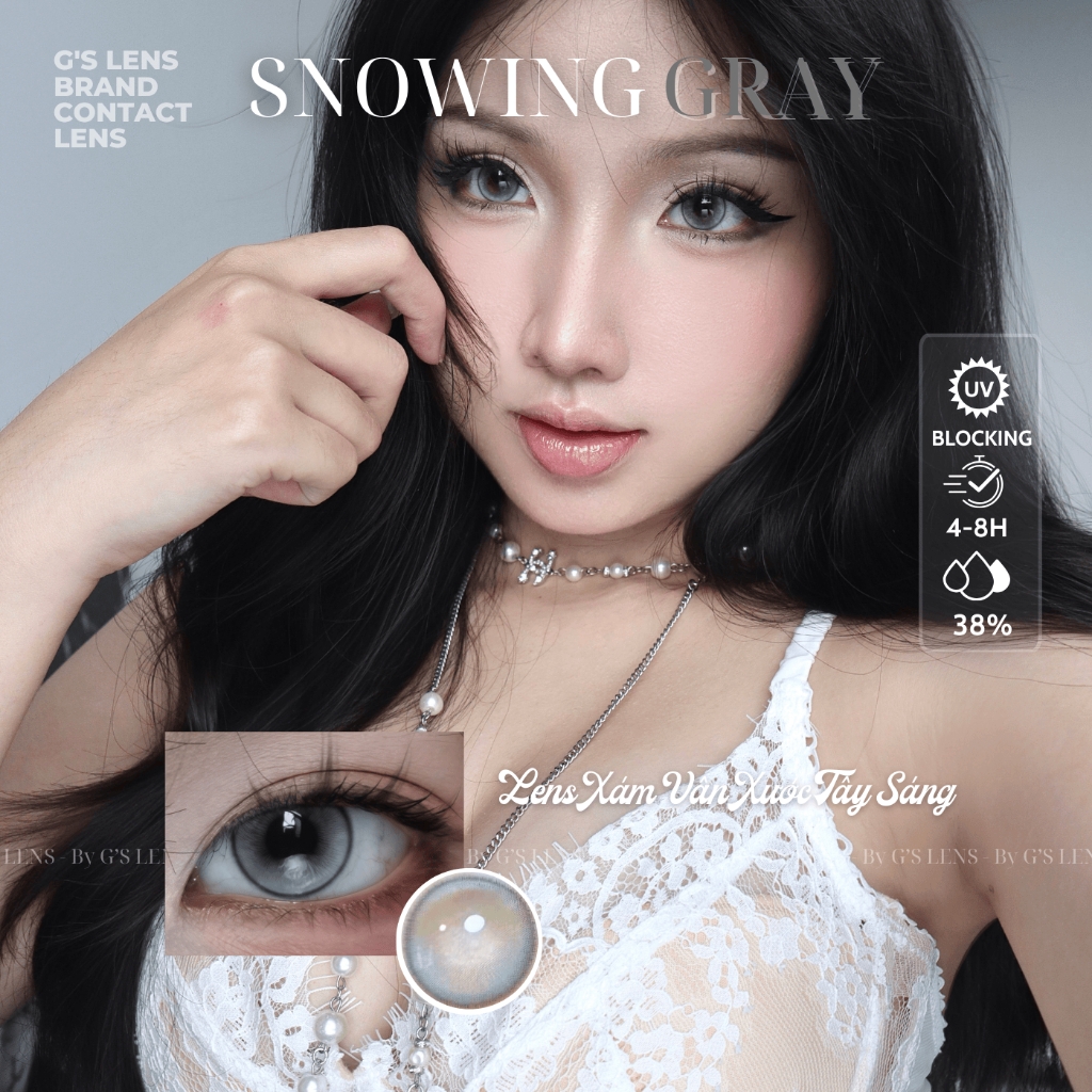 Kính áp tròng 6 tháng SNOWING GRAY màu xám sáng tây giãn tròng nhỏ GTRENDY - MCK1