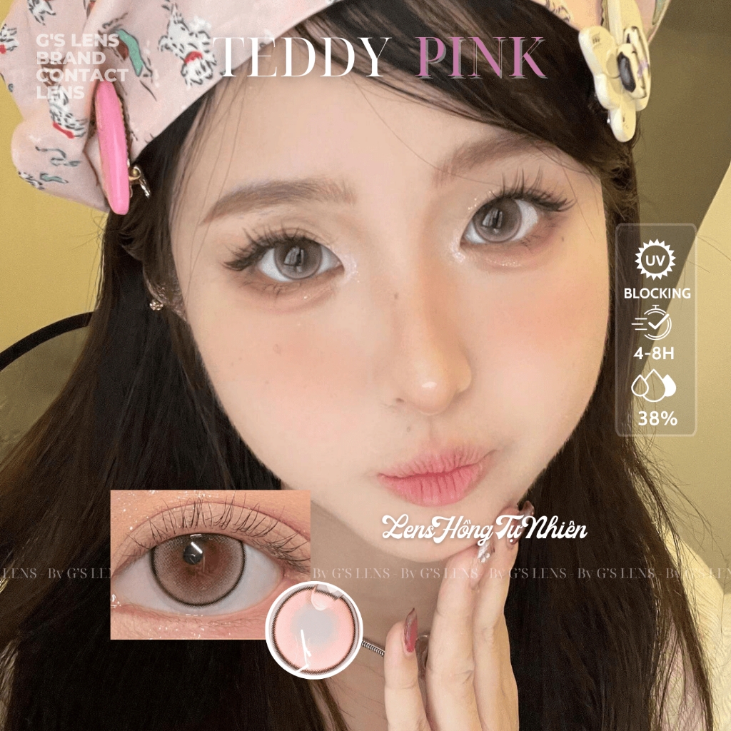 Kính áp tròng 6 tháng TEDDY PINK màu hồng tự nhiên giãn tròng nhỏ GTRENDY - MCK1