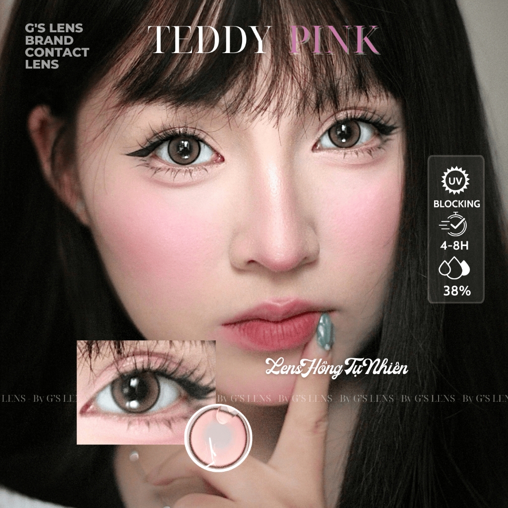 Kính áp tròng 6 tháng TEDDY PINK màu hồng tự nhiên giãn tròng nhỏ GTRENDY - MCK1