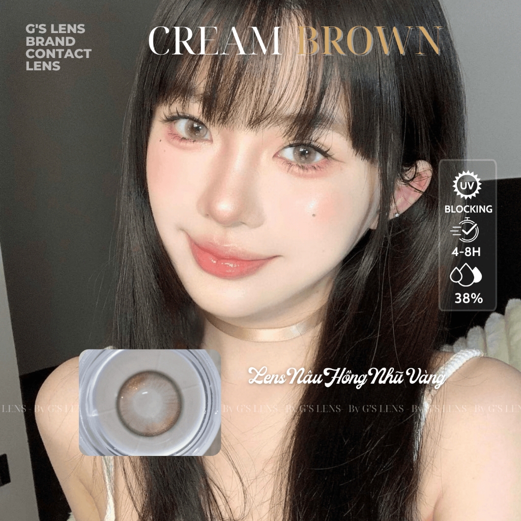 Kính áp tròng 6 tháng CREAM BROWN màu xám nâu sáng tây giãn tròng nhỏ GTRENDY - MC38