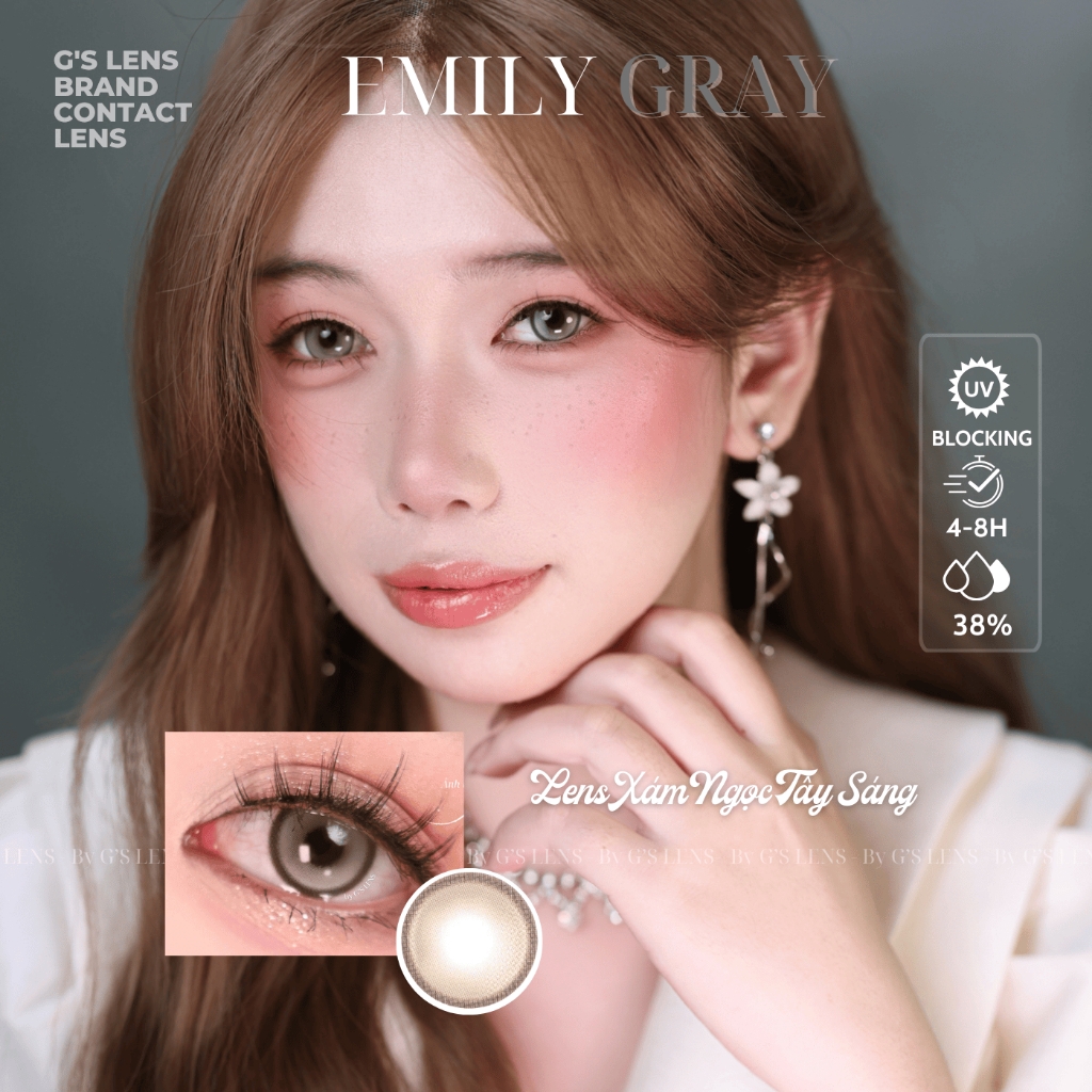 Kính áp tròng 6 tháng EMILY GRAY màu xám ngọc sáng tây giãn tròng vừa GTRENDY - MC38