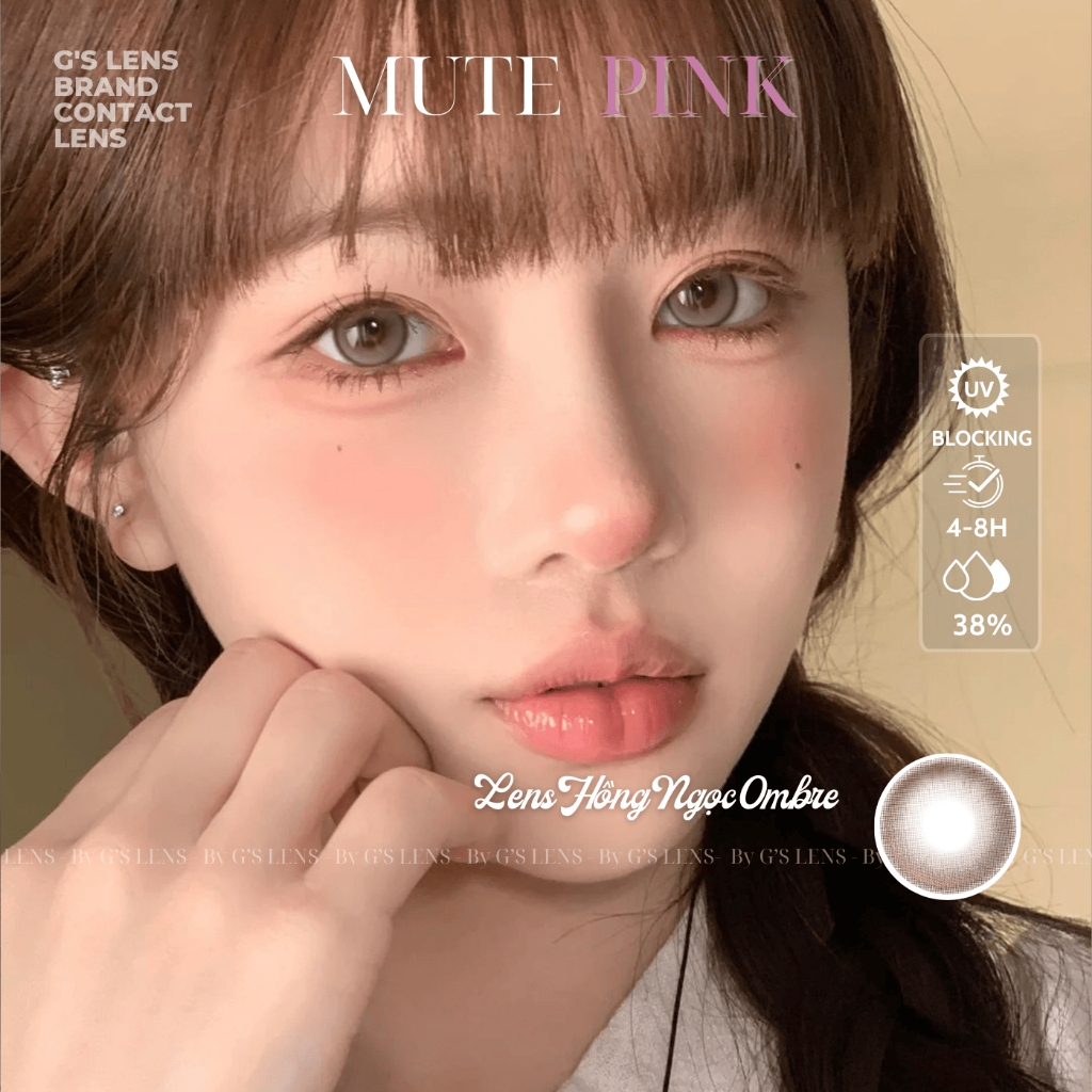 Kính áp tròng 6 tháng MUTE PINK màu hồng tự nhiên giãn tròng nhỏ GTRENDY - MCK1