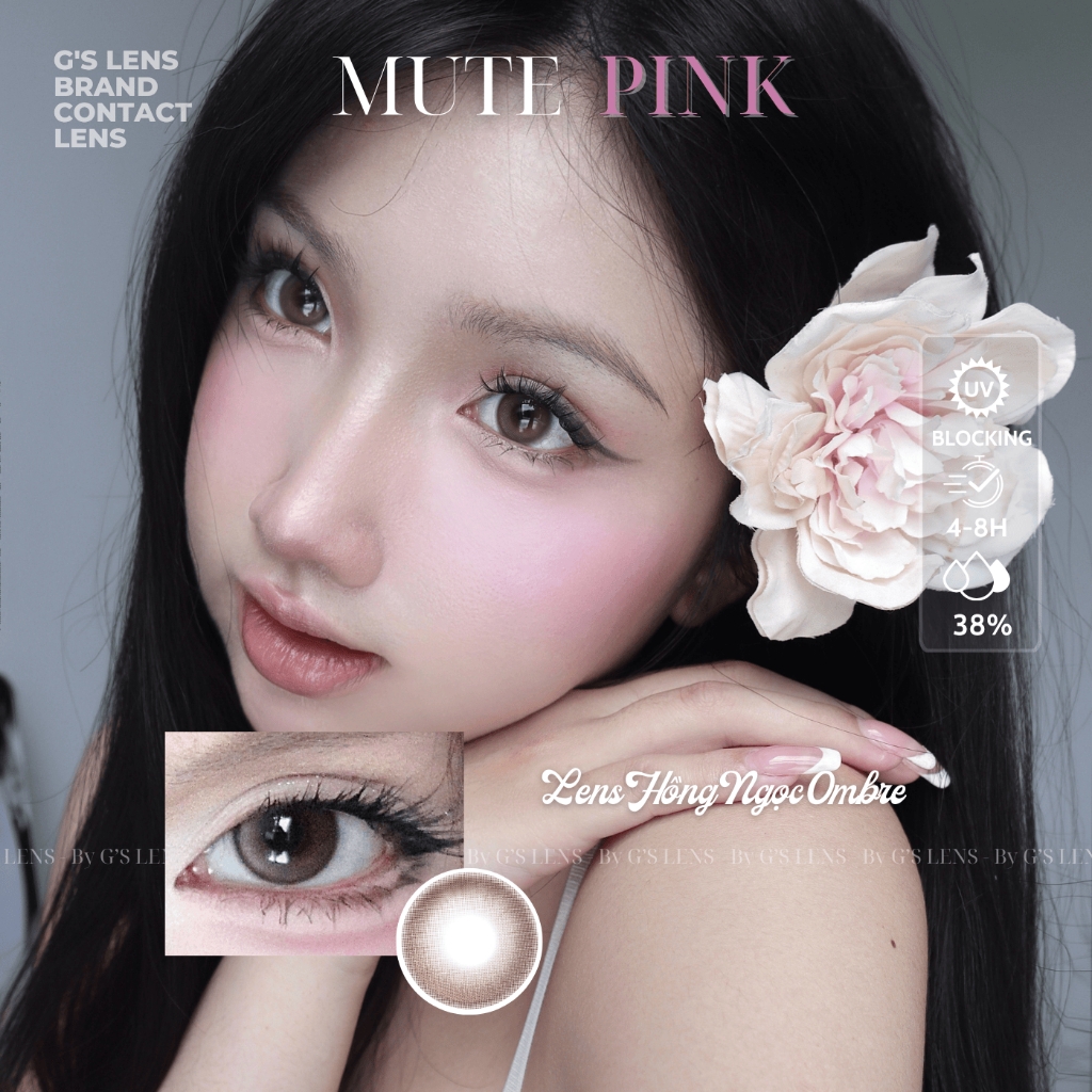 Kính áp tròng 6 tháng MUTE PINK màu hồng tự nhiên giãn tròng nhỏ GTRENDY - MCK1