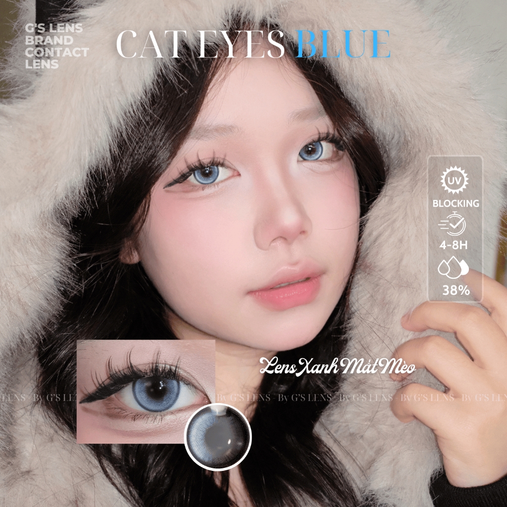 Kính áp tròng 6 tháng CAT EYES BLUE màu xanh dương sáng tây giãn tròng nhỏ GTRENDY - MC38