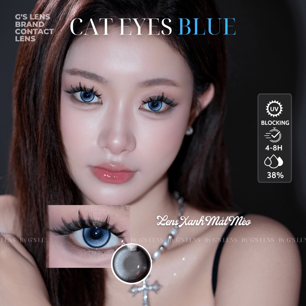 Kính áp tròng 6 tháng CAT EYES BLUE màu xanh dương sáng tây giãn tròng nhỏ GTRENDY - MC38