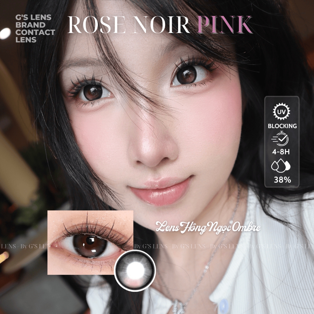 Kính áp tròng 6 tháng ROSE NOIR PINK màu hồng đen sáng tây giãn tròng nhỏ GTRENDY - MCK1