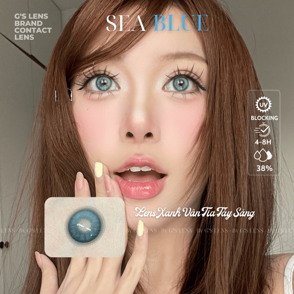 Kính áp tròng 6 tháng SEA BLUE màu xanh sáng tây giãn tròng nhỏ EMEI - GTRENDY - MCK1