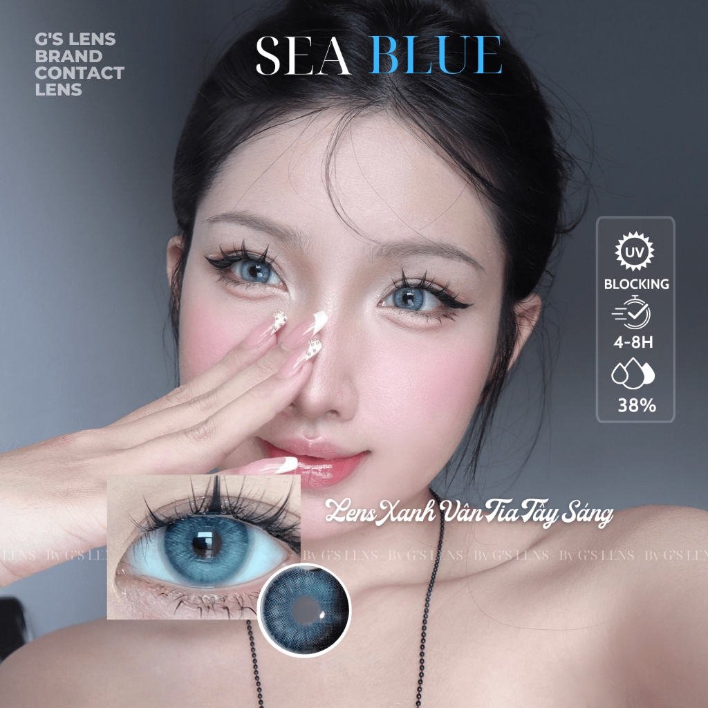 Kính áp tròng 6 tháng SEA BLUE màu xanh sáng tây giãn tròng nhỏ EMEI - GTRENDY - MCK1