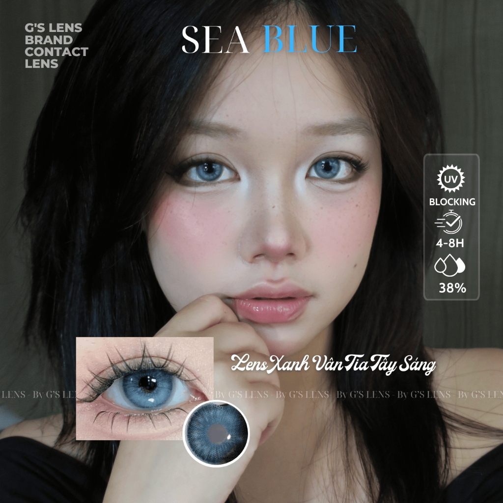 Kính áp tròng 6 tháng SEA BLUE màu xanh sáng tây giãn tròng nhỏ EMEI - GTRENDY - MCK1