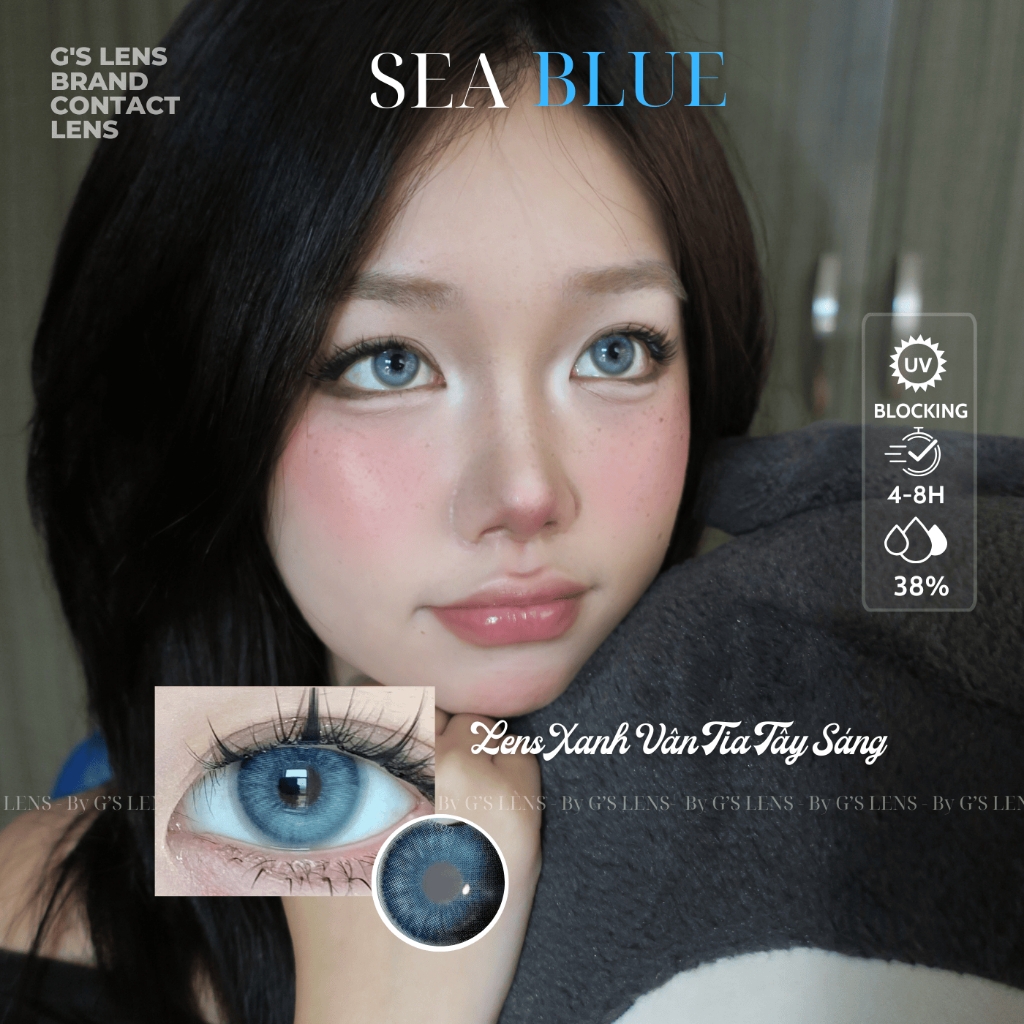 Kính áp tròng 6 tháng SEA BLUE màu xanh sáng tây giãn tròng nhỏ EMEI - GTRENDY - MCK1