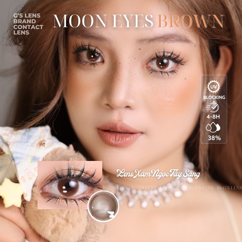 Kính áp tròng 6 tháng MOON EYES BROWN tự nhiên giãn tròng nhỏ BABIEE - BABIEE