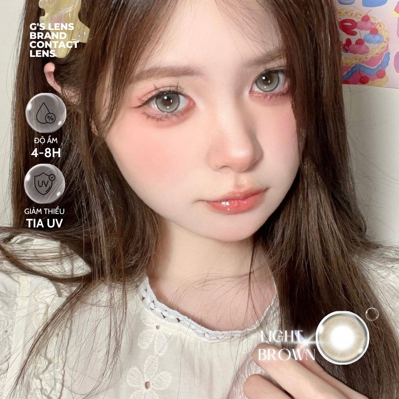 Kính áp tròng 6 tháng LIGHT BROWN màu nâu sáng tây giãn tròng nhỏ GTRENDY - MC38