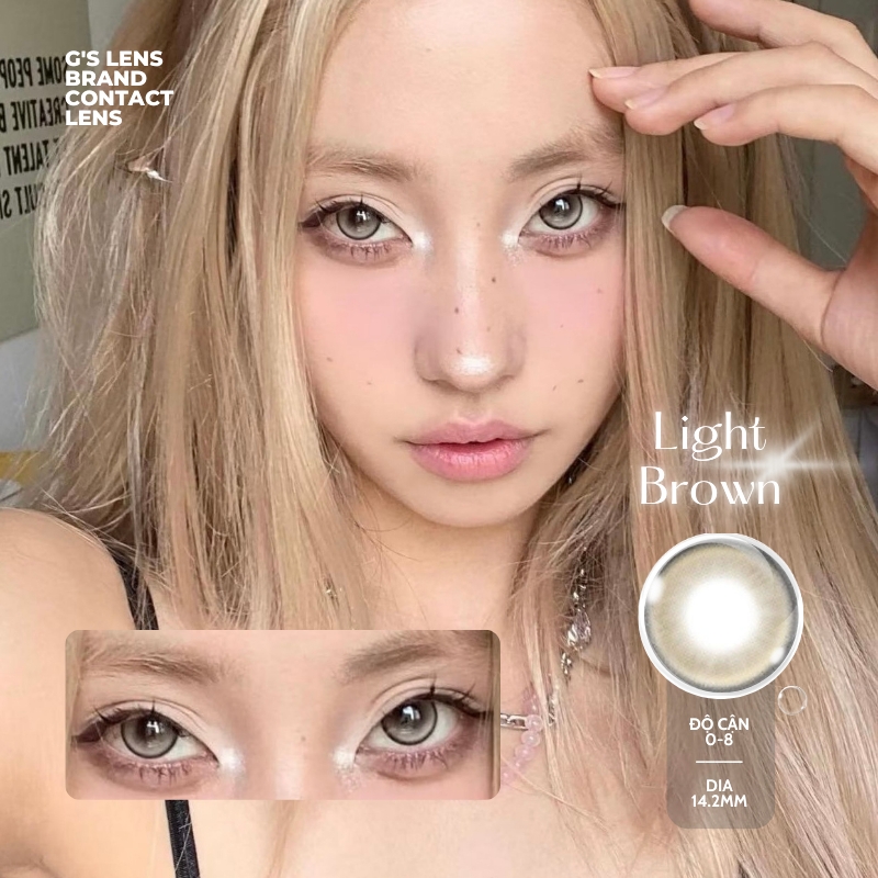 Kính áp tròng 6 tháng LIGHT BROWN màu nâu sáng tây giãn tròng nhỏ GTRENDY - MC38