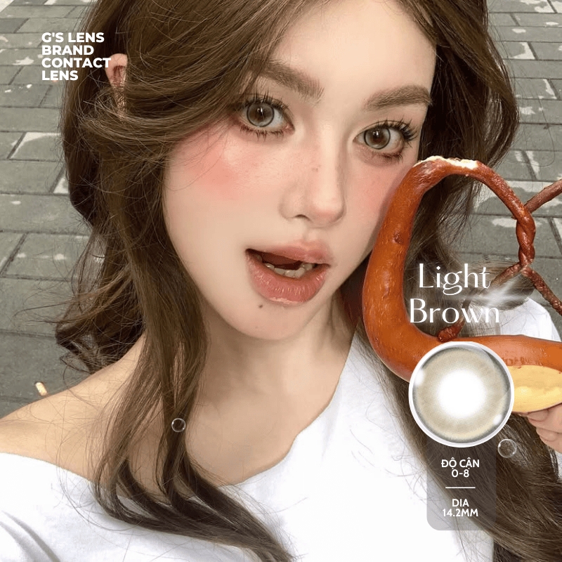 Kính áp tròng 6 tháng LIGHT BROWN màu nâu sáng tây giãn tròng nhỏ GTRENDY - MC38