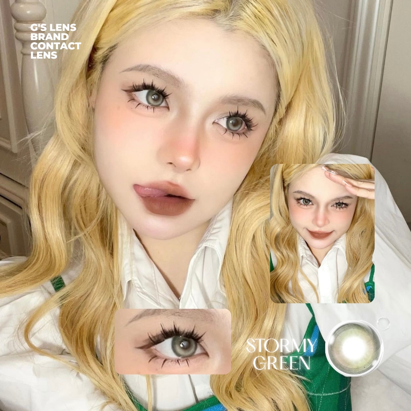 Kính áp tròng 6 tháng STORMY GREEN màu xanh lá sáng tây giãn tròng nhỏ GTRENDY - MC38