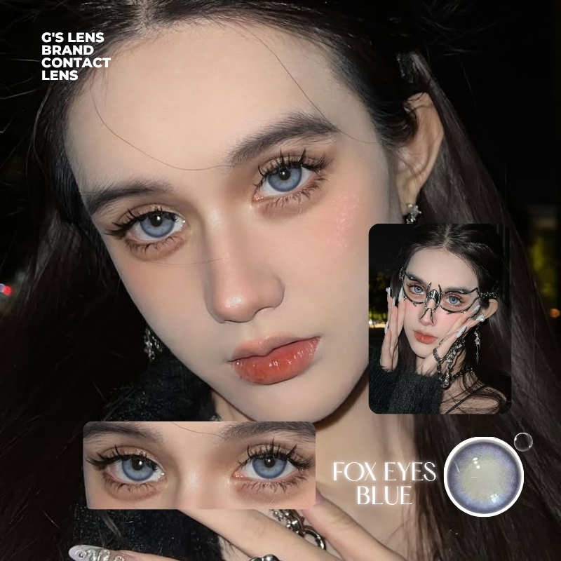 Kính áp tròng 6 tháng FOX EYES BLUE màu xanh tím sáng tây giãn tròng vừa GTRENDY - MC38