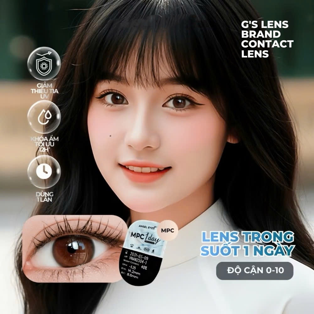 Kính áp tròng 1 ngày TRONG SUỐT không màu không giãn tròng ANGEL EYES