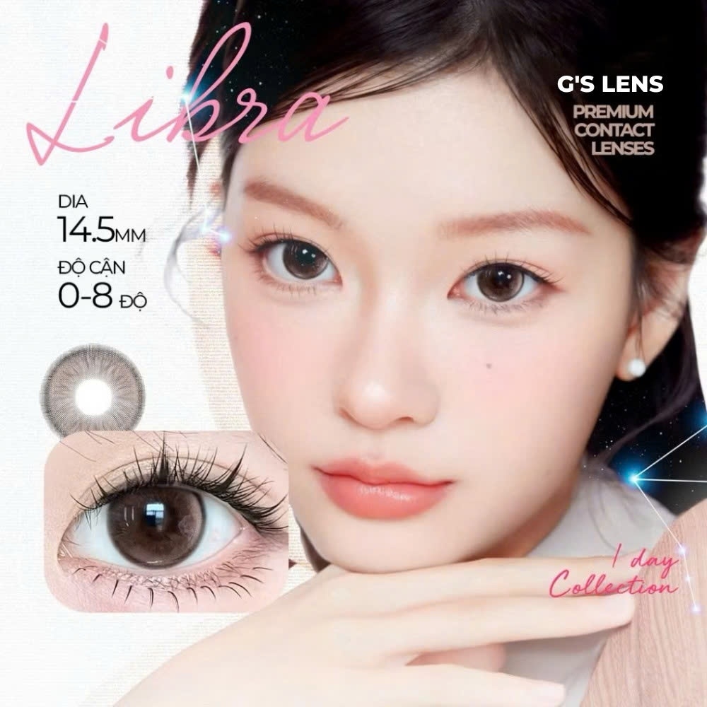 Kính áp tròng 1 ngày LIBRA màu nâu tự nhiên giãn tròng nhỏ ANGEL EYES