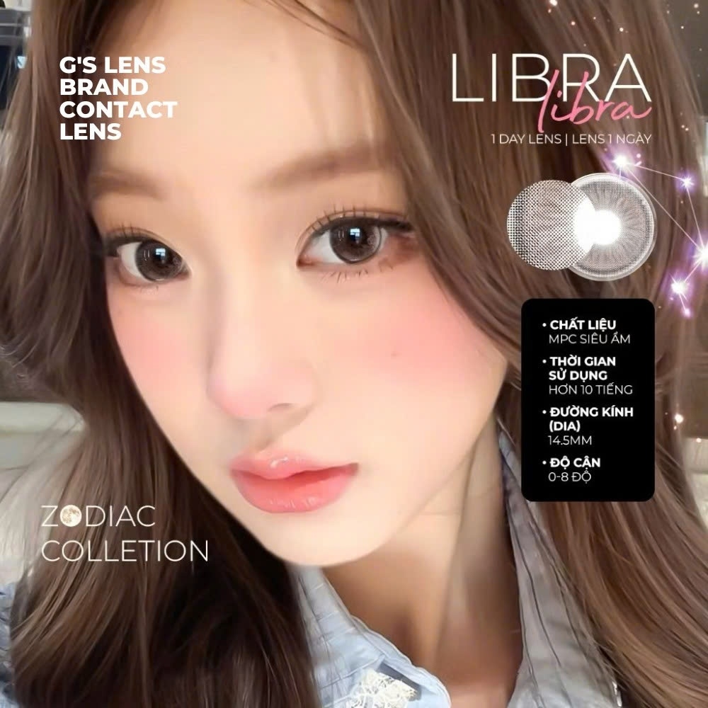 Kính áp tròng 1 ngày LIBRA màu nâu tự nhiên giãn tròng nhỏ ANGEL EYES