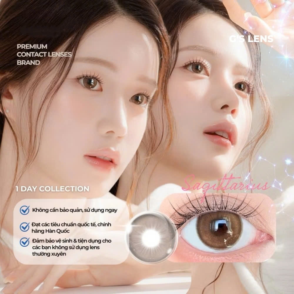 Kính áp tròng 1 ngày SAGITTARIUS màu nâu tự nhiên giãn tròng nhỏ ANGEL EYES