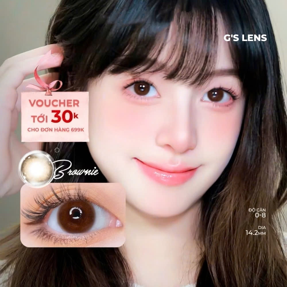 Kính áp tròng 1 ngày BROWNIE màu nâu tự nhiên giãn tròng nhỏ ANGEL EYES