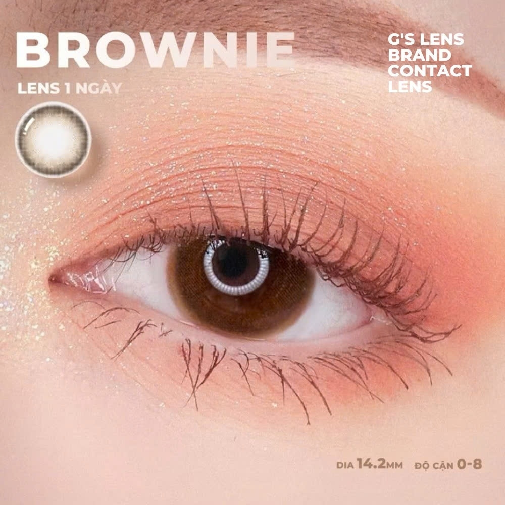 Kính áp tròng 1 ngày BROWNIE màu nâu tự nhiên giãn tròng nhỏ ANGEL EYES