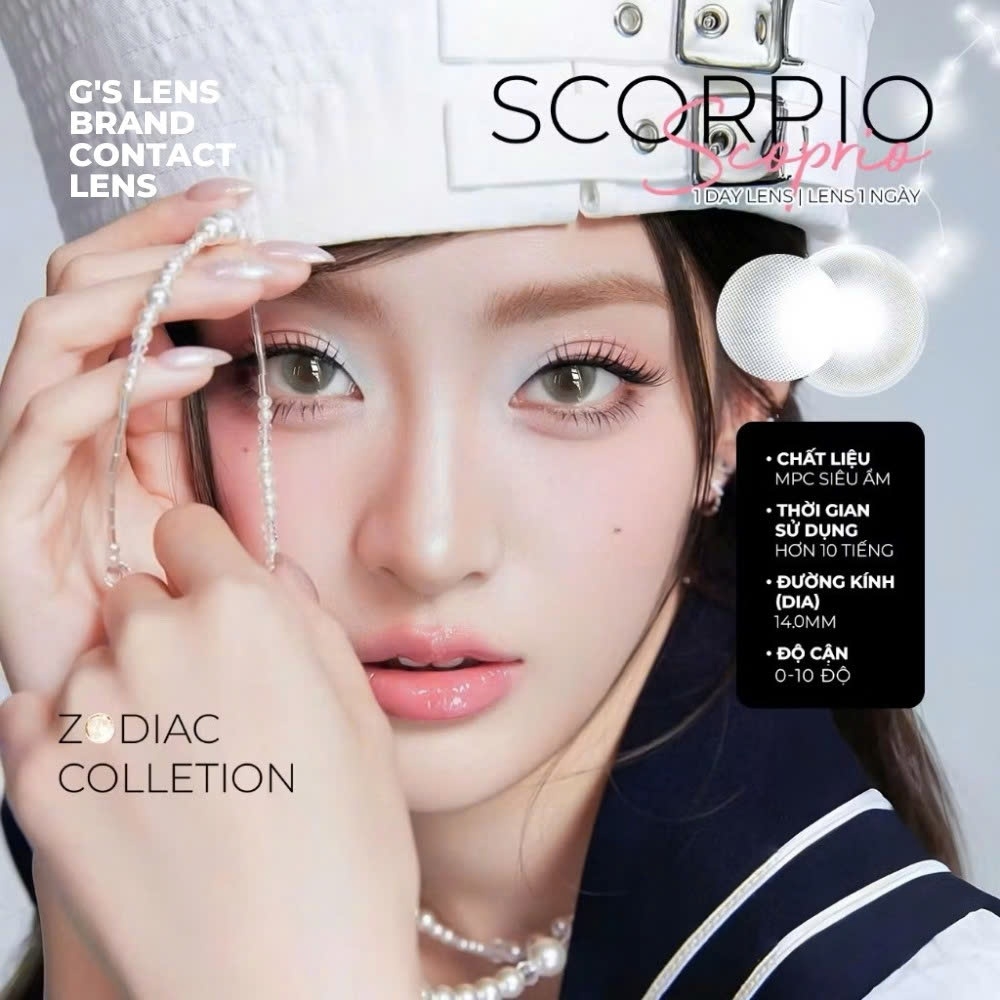 Kính áp tròng 1 ngày SCORPIO màu xám sáng tây giãn tròng nhỏ ANGEL EYES