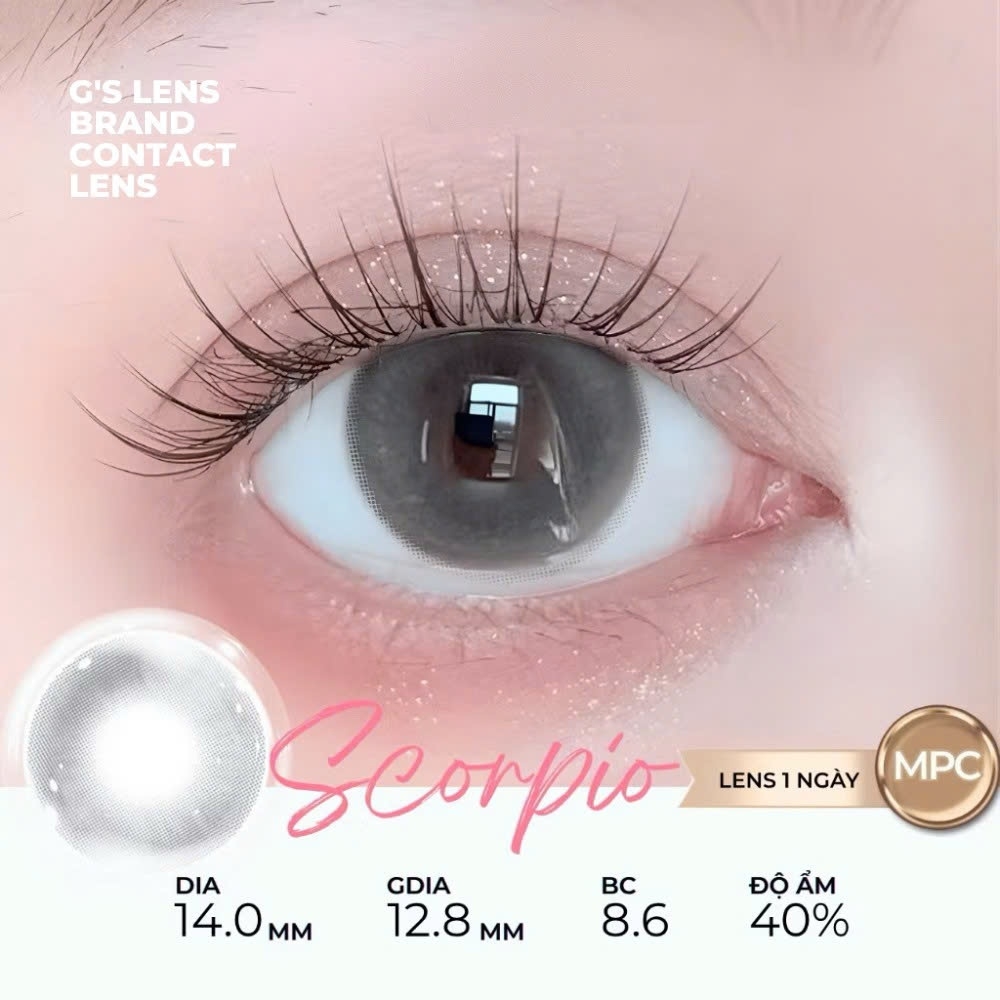 Kính áp tròng 1 ngày SCORPIO màu xám sáng tây giãn tròng nhỏ ANGEL EYES