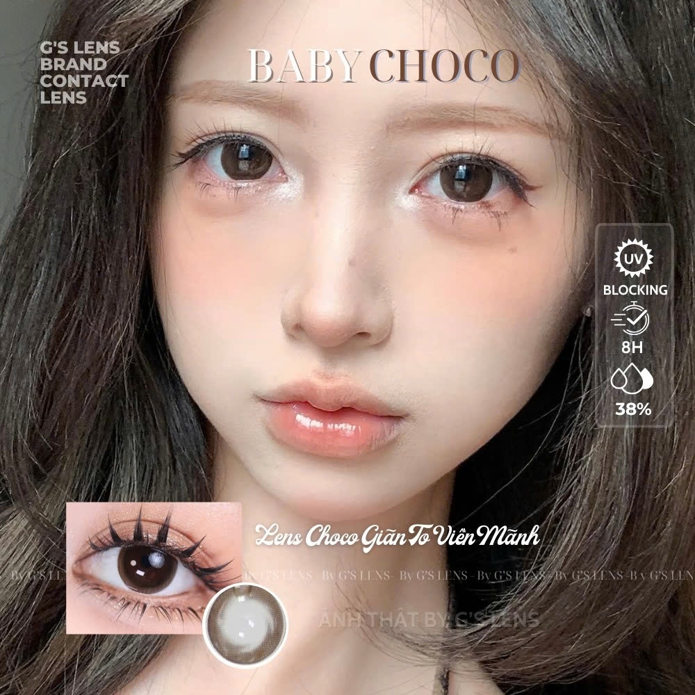 Kính áp tròng 6 tháng BABY CHOCO màu choco tự nhiên giãn tròng to GTRENDY - MC38