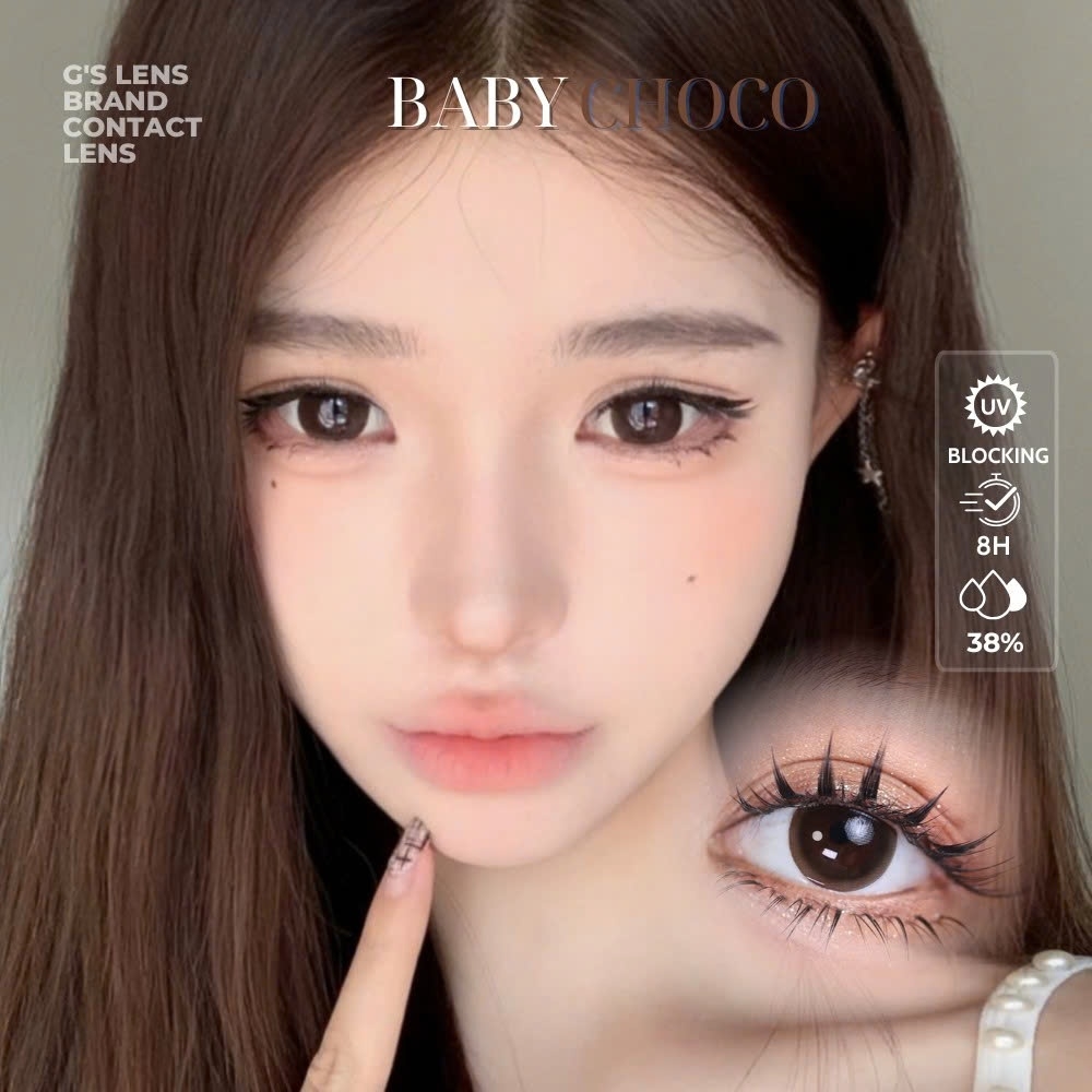 Kính áp tròng 6 tháng BABY CHOCO màu choco tự nhiên giãn tròng to GTRENDY - MC38