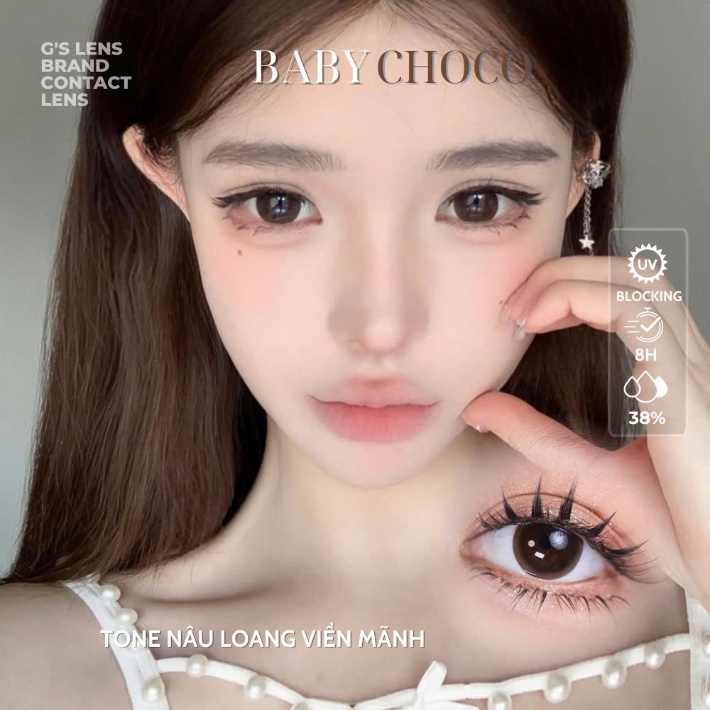 Kính áp tròng 6 tháng BABY CHOCO màu choco tự nhiên giãn tròng to GTRENDY - MC38