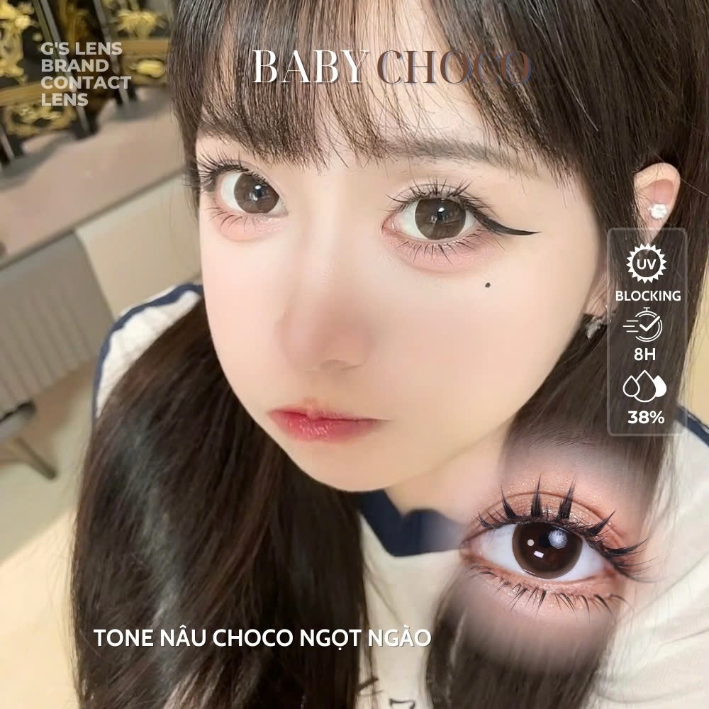 Kính áp tròng 6 tháng BABY CHOCO màu choco tự nhiên giãn tròng to GTRENDY - MC38