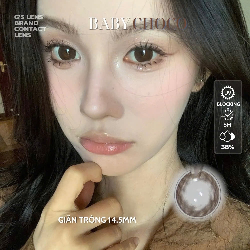 Kính áp tròng 6 tháng BABY CHOCO màu choco tự nhiên giãn tròng to GTRENDY - MC38
