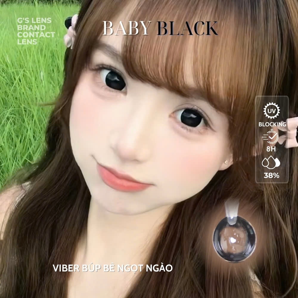 Kính áp tròng 6 tháng BABY BLACK màu đen tự nhiên giãn tròng to GTRENDY - MC38