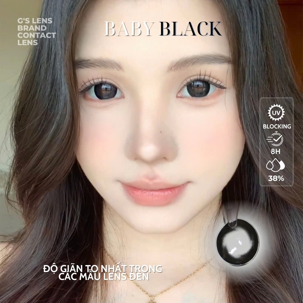 Kính áp tròng 6 tháng BABY BLACK màu đen tự nhiên giãn tròng to GTRENDY - MC38
