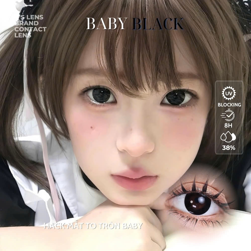 Kính áp tròng 6 tháng BABY BLACK màu đen tự nhiên giãn tròng to GTRENDY - MC38