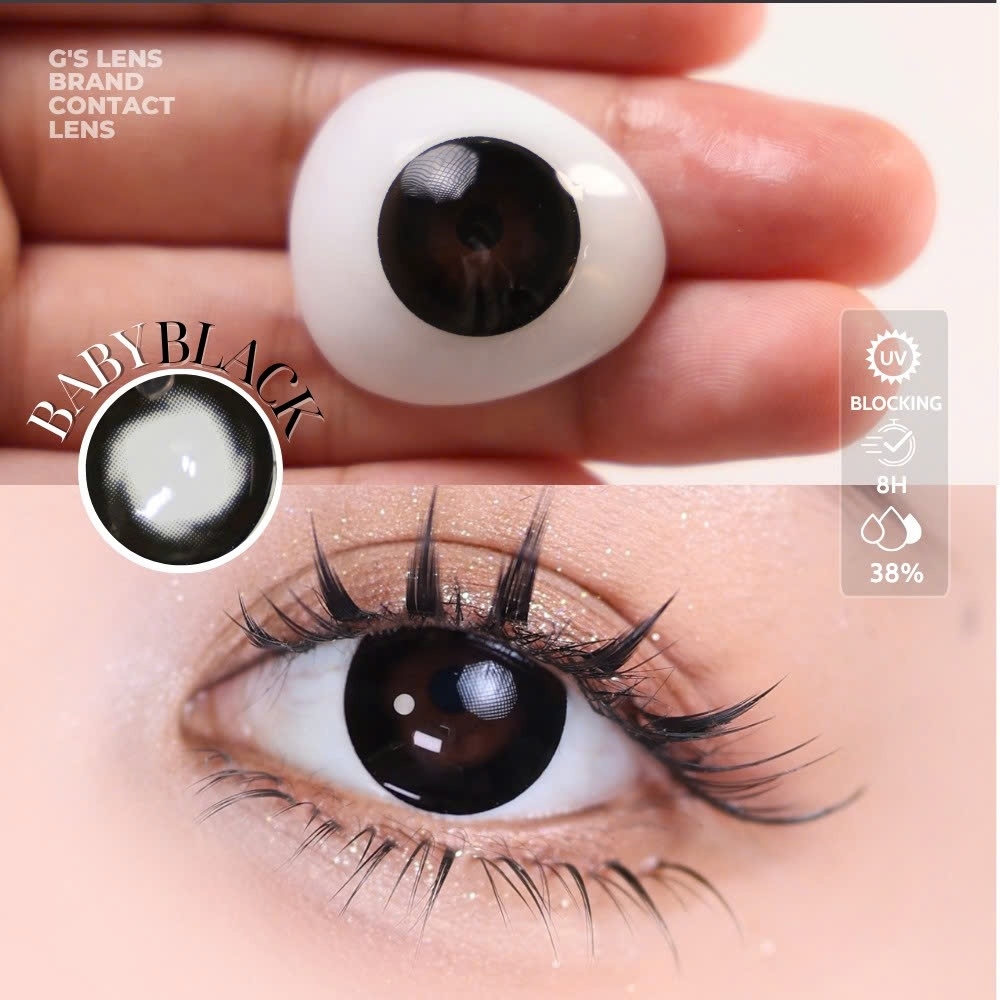 Kính áp tròng 6 tháng BABY BLACK màu đen tự nhiên giãn tròng to GTRENDY - MC38