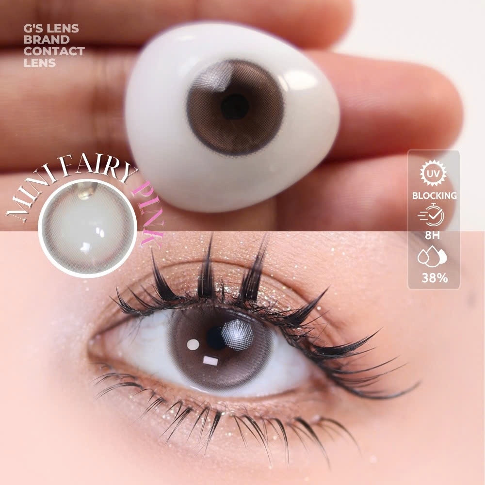 Kính áp tròng 6 tháng MINI FAIRY PINK màu hồng nâu sáng tây giãn tròng nhỏ GTRENDY - Realcon Color 38