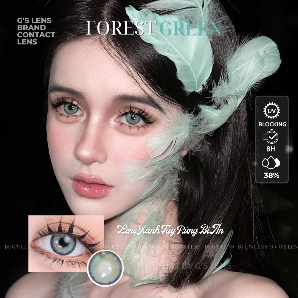Kính áp tròng 6 tháng FOREST GREEN màu xanh lá tây sáng giãn tròng nhỏ GTRENDY - ABC