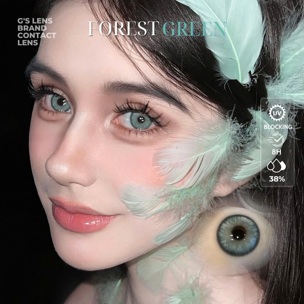 Kính áp tròng 6 tháng FOREST GREEN màu xanh lá tây sáng giãn tròng nhỏ GTRENDY - ABC
