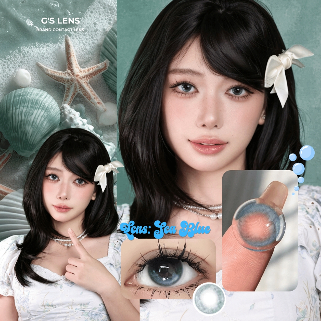 Kính áp tròng 6 tháng SEA BLUE màu xanh sáng tây giãn tròng nhỏ GTRENDY - MC38