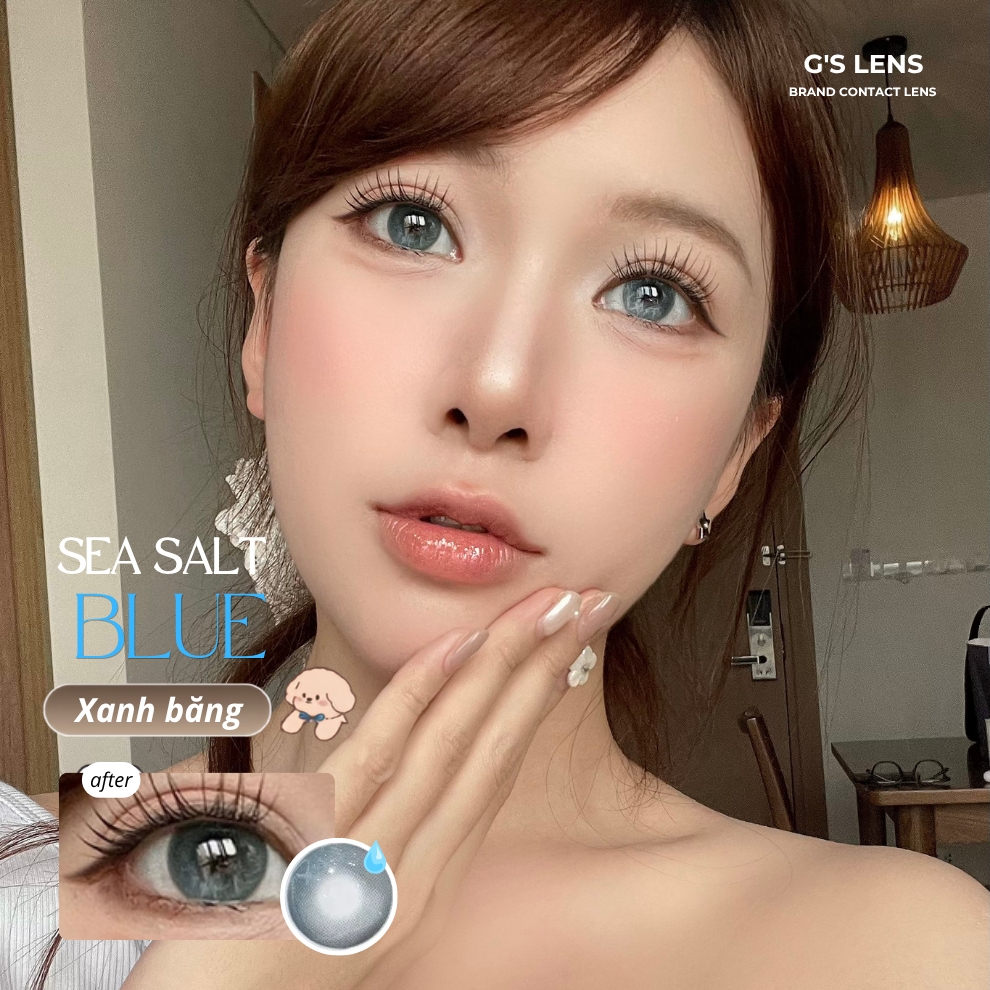 Kính áp tròng 6 tháng SEA SALT BLUE màu xanh sáng tây giãn tròng nhỏ GTRENDY - MCK1