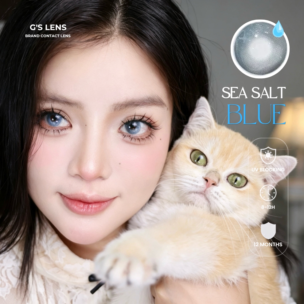 Kính áp tròng 6 tháng SEA SALT BLUE màu xanh sáng tây giãn tròng nhỏ GTRENDY - MCK1